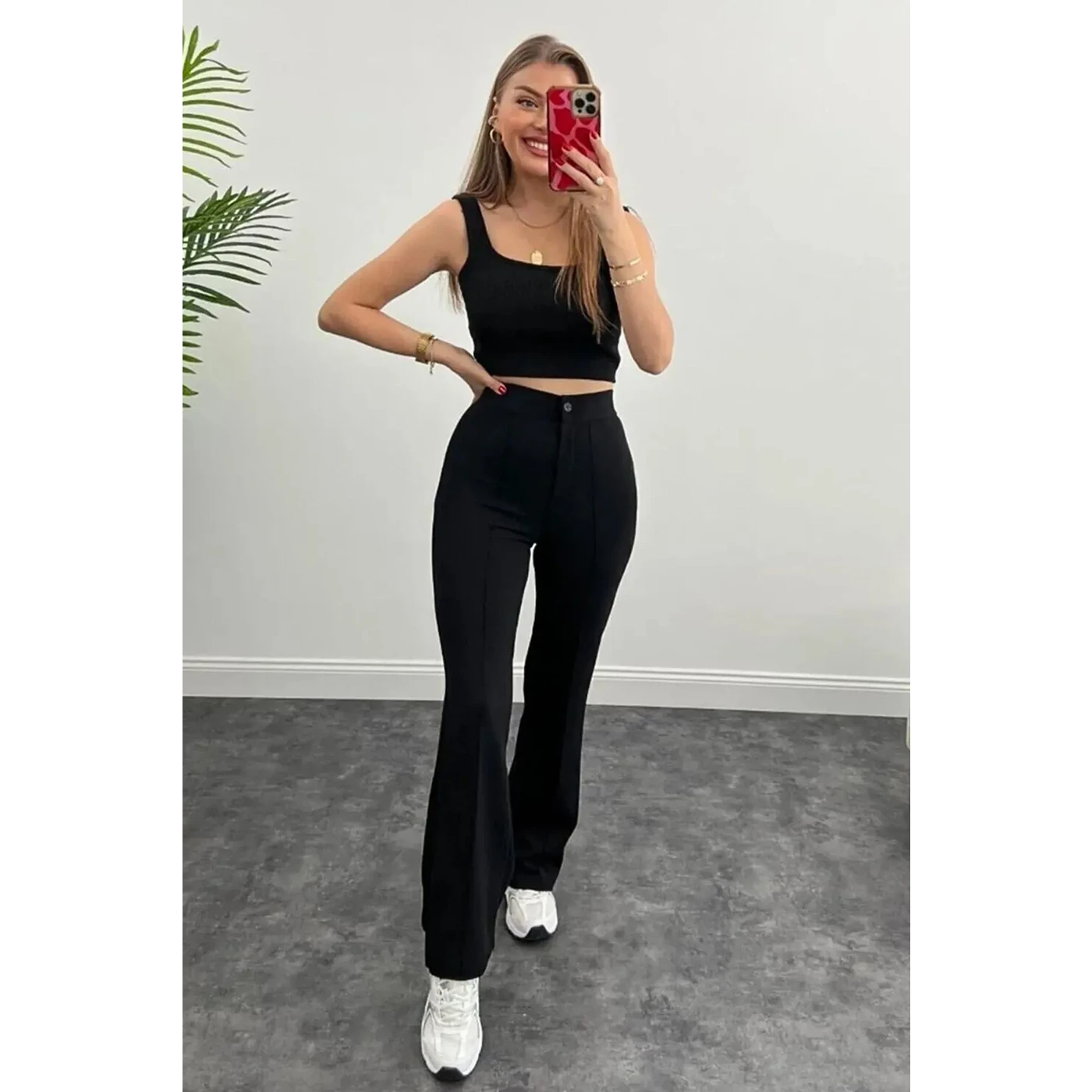 Black Extra High Waist Seam Trousers | Montivo Pakistan