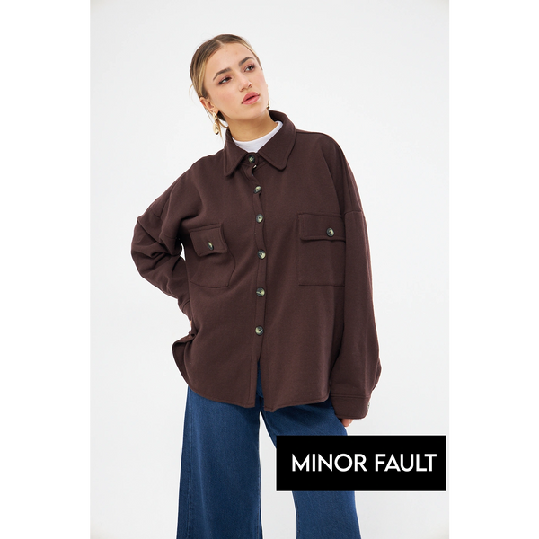 (Minor Fault) Chocolate Oversized Button Down Shacket | Montivo Pakistan