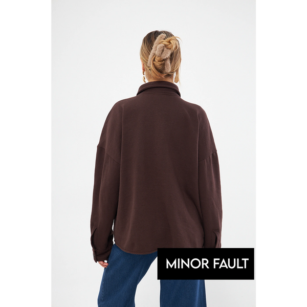 (Minor Fault) Chocolate Oversized Button Down Shacket | Montivo Pakistan