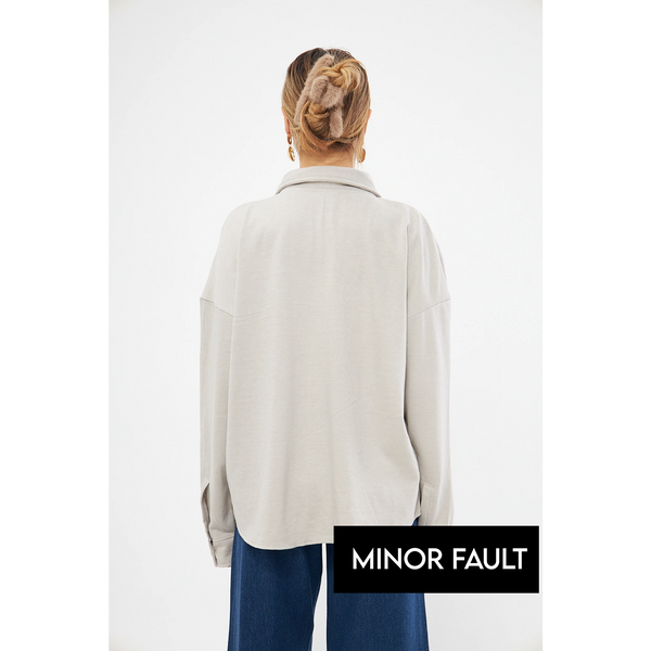 (Minor Fault) Beige Oversized Button Down Shacket | Montivo Pakistan