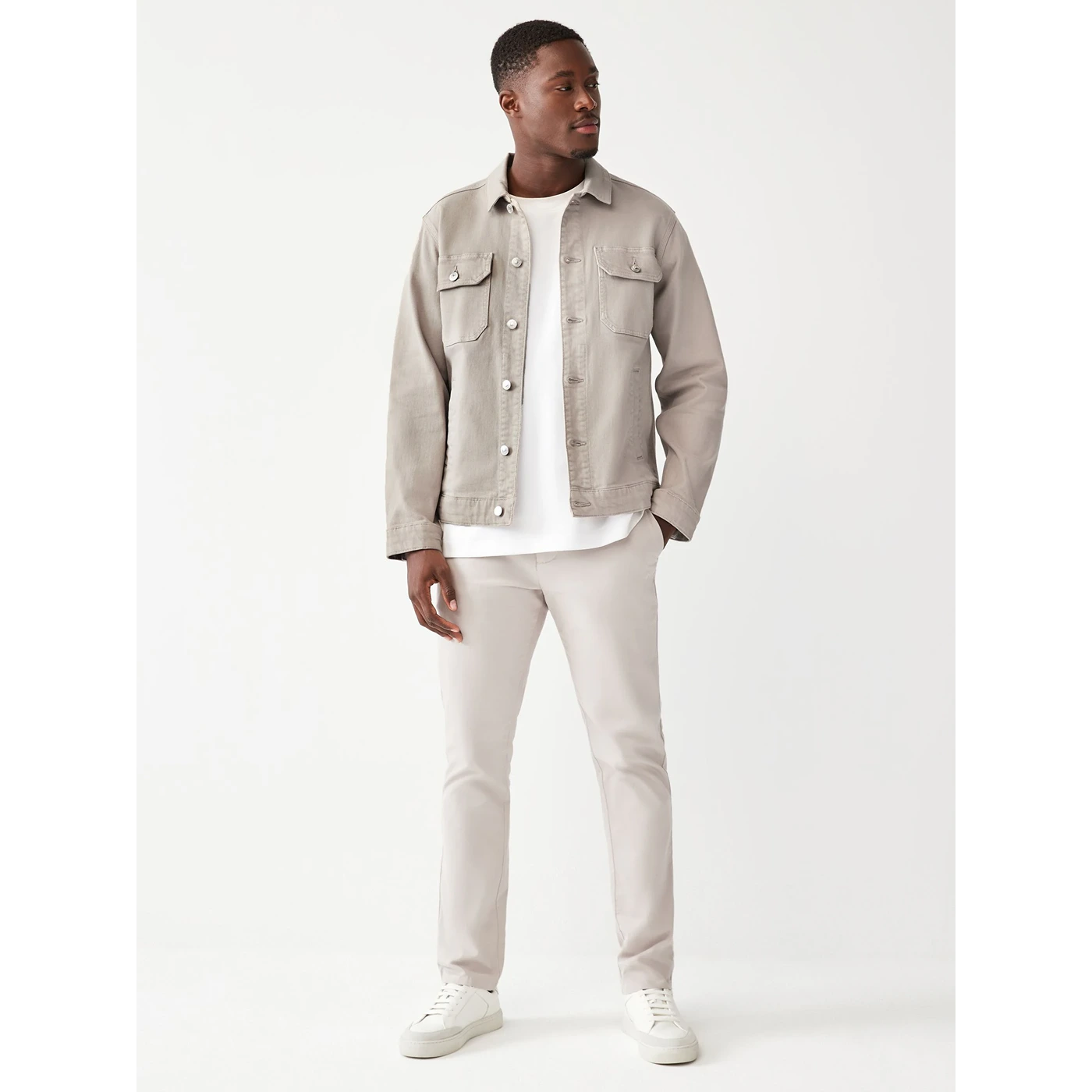 Light Beige Denim Trucker Jacket | Montivo Pakistan