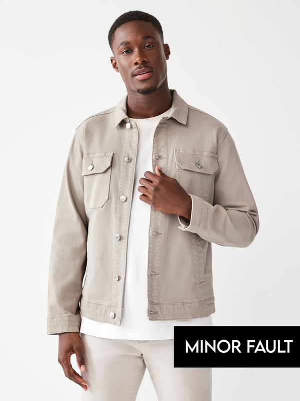 (Minor Fault) Light Beige Denim Trucker Jacket | Montivo Pakistan