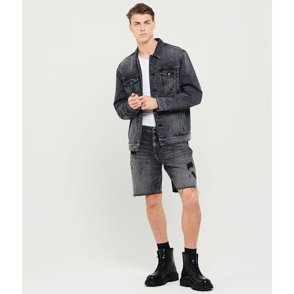 Charcoal Faded Distressed Denim Jacket | Montivo Pakistan