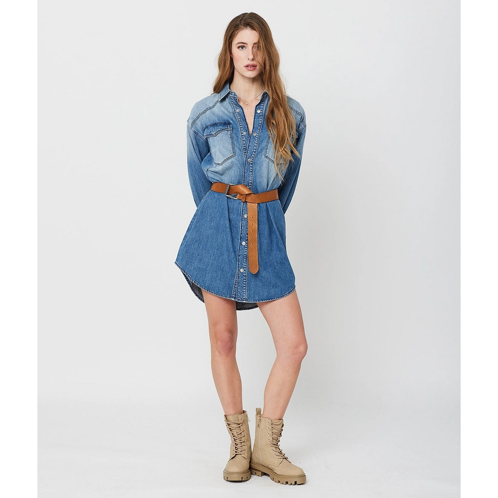 Blue Long Denim Shirt Dress | Montivo Pakistan