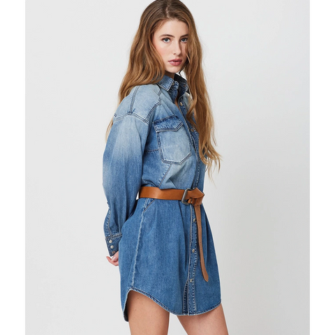 Blue Long Denim Shirt Dress | Montivo Pakistan