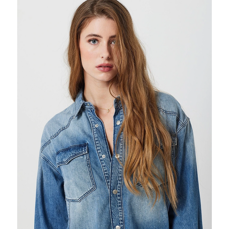 Blue Long Denim Shirt Dress | Montivo Pakistan