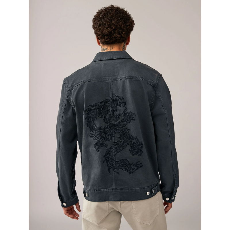 Grey Trucker Back Detailing Jacket | Montivo Pakistan