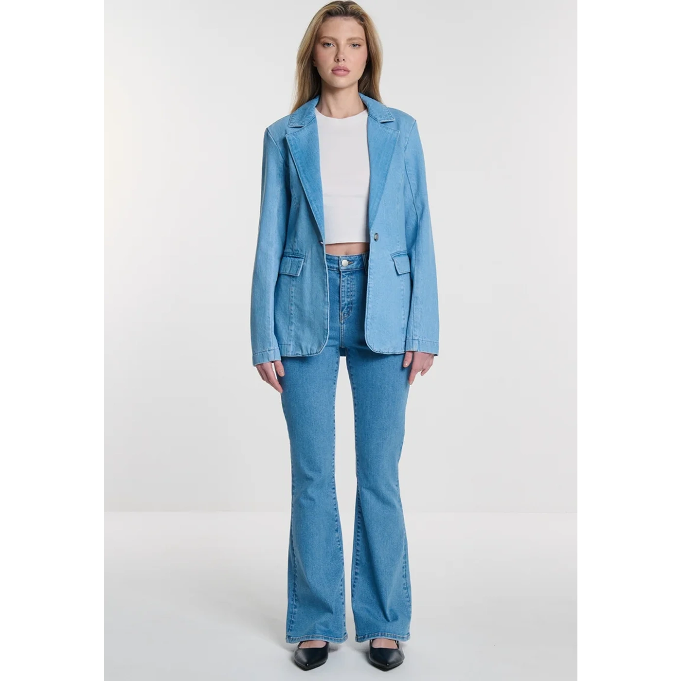 Light Blue Denim Blazer Jacket | Montivo Pakistan