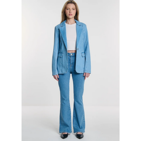 Light Blue Denim Blazer Jacket | Montivo Pakistan