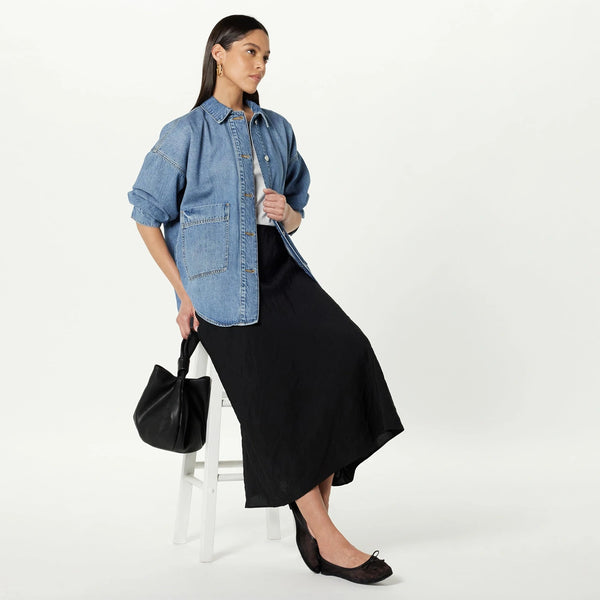 Mid Blue Long Denim Shirt | Montivo Pakistan