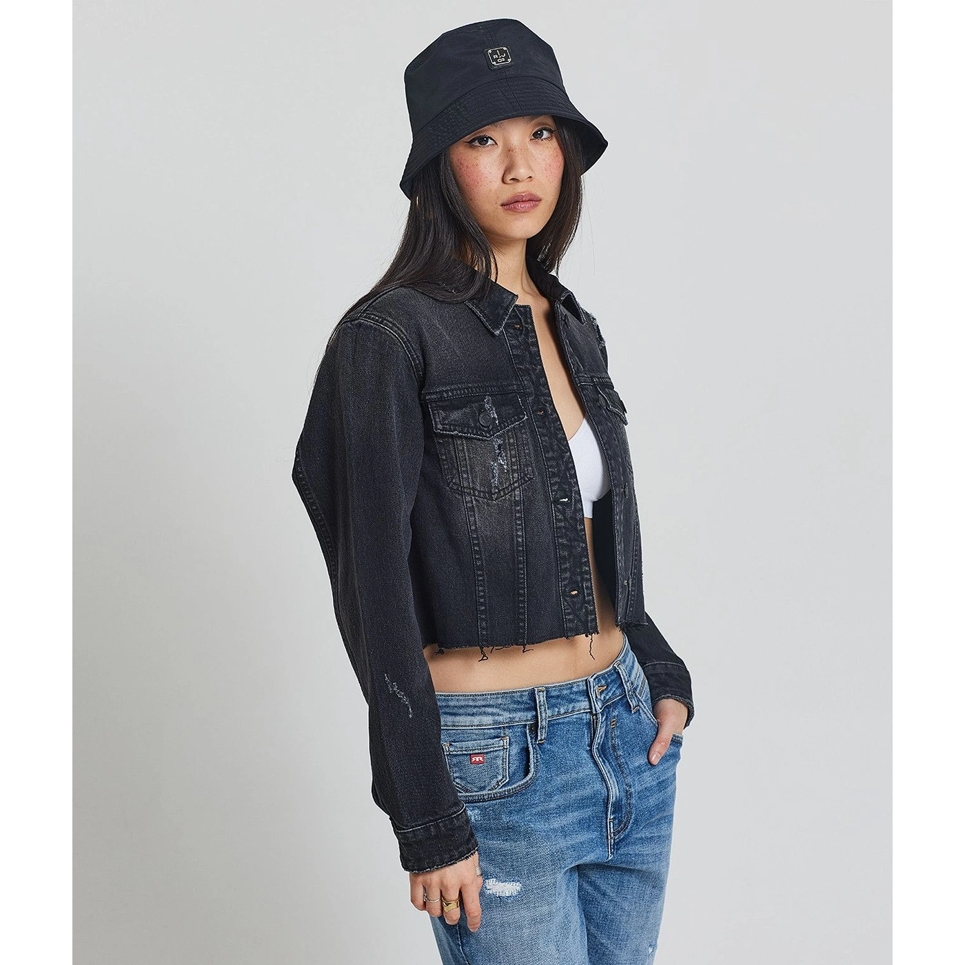Charcoal Faded Distressed Denim Jacket | Montivo Pakistan