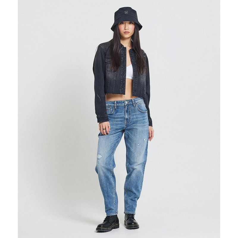 Charcoal Faded Distressed Denim Jacket | Montivo Pakistan