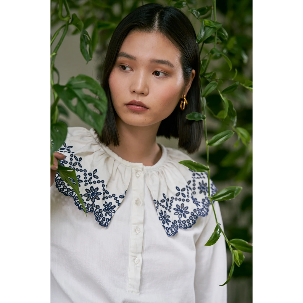 Off-White Floral Detailing Blouse | Montivo Pakistan