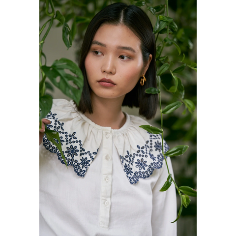 Off-White Floral Detailing Blouse | Montivo Pakistan