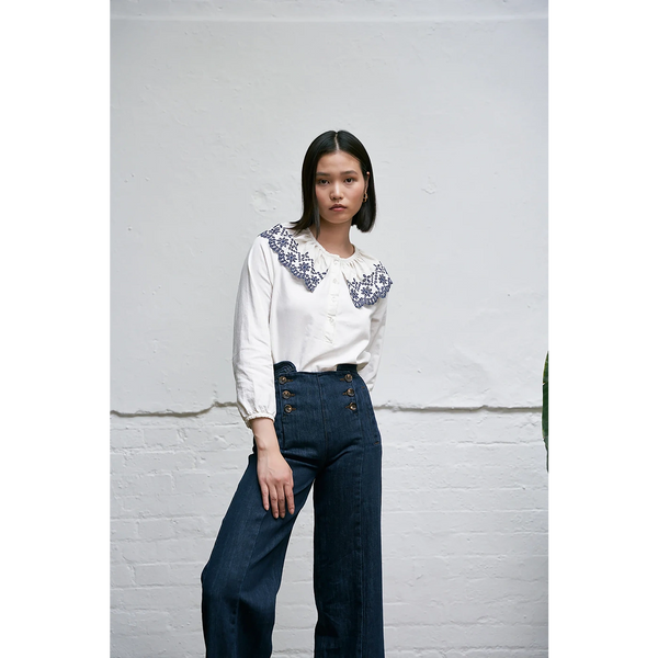 Off-White Floral Detailing Blouse | Montivo Pakistan