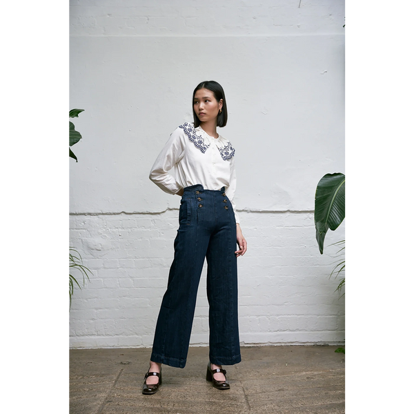 Off-White Floral Detailing Blouse | Montivo Pakistan