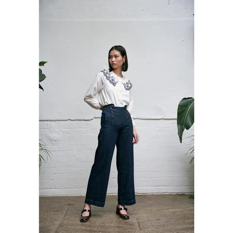 Off-White Floral Detailing Blouse | Montivo Pakistan