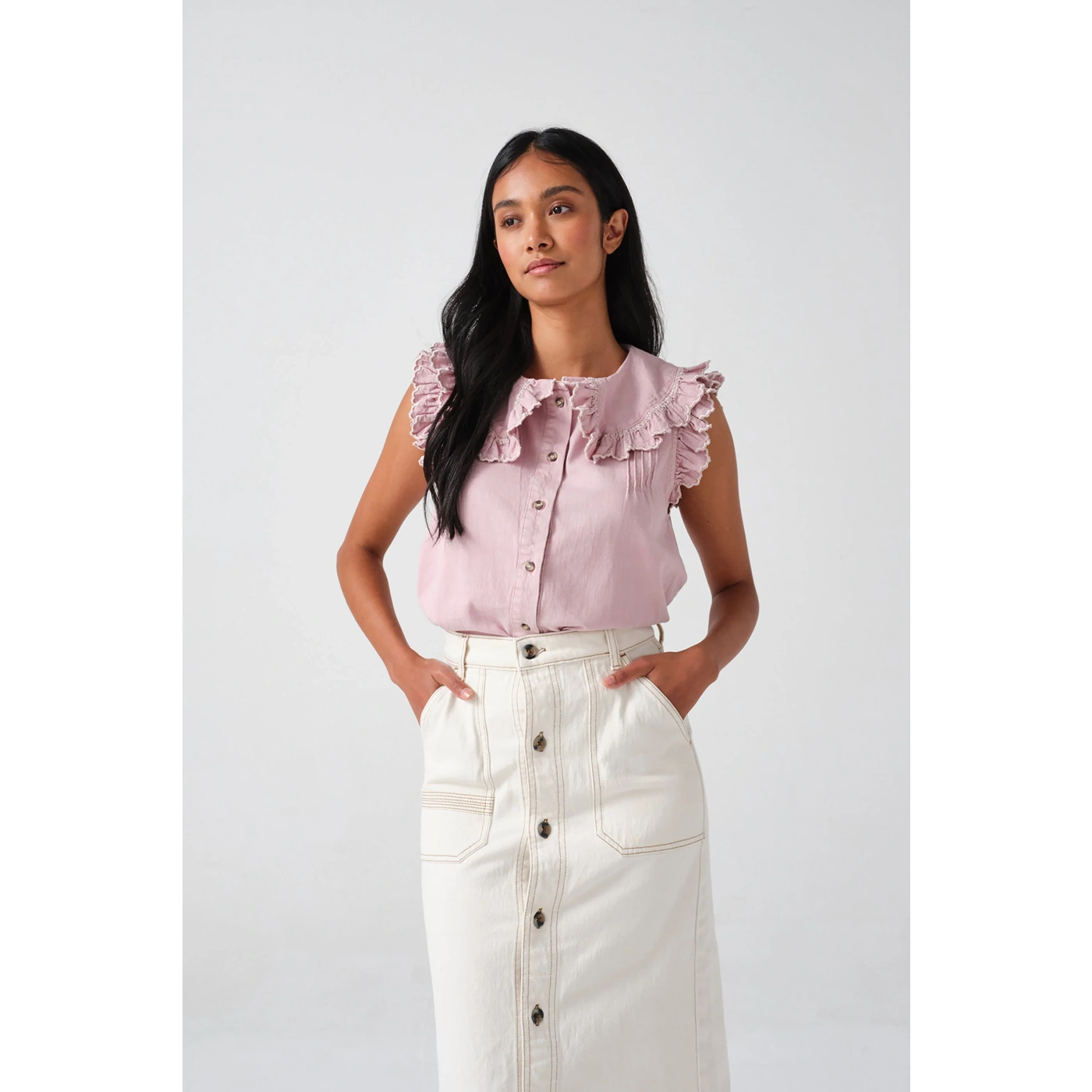 Short Sleeve in Washed Dusty Rose Blouse | Montivo Pakistan