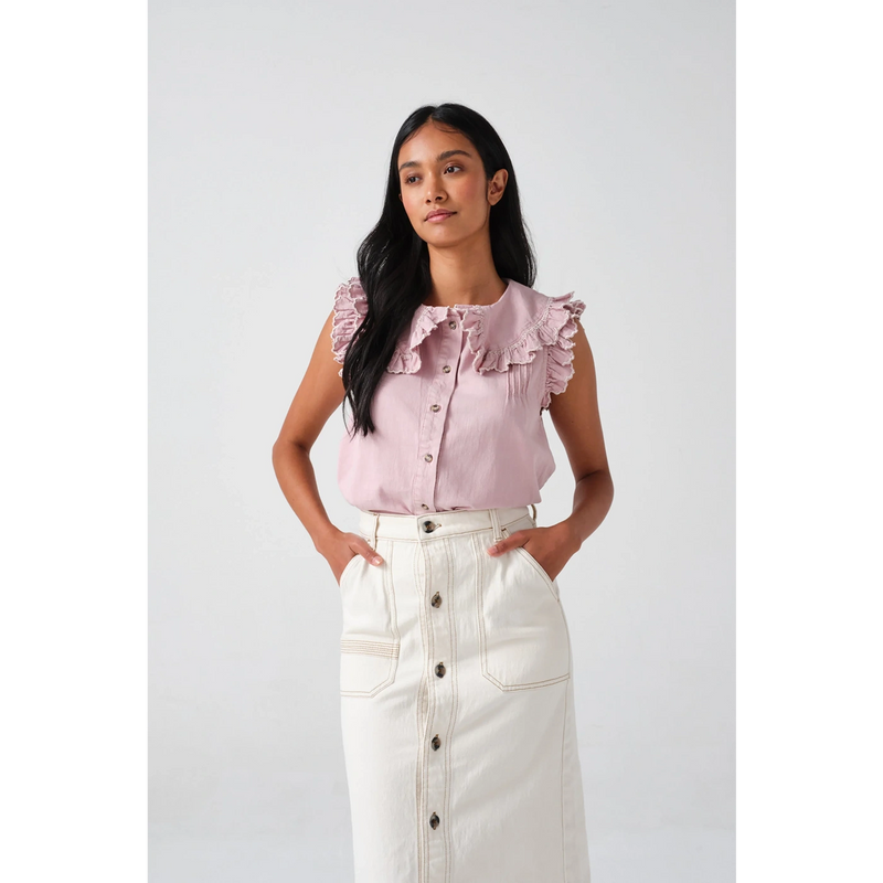 Short Sleeve in Washed Dusty Rose Blouse | Montivo Pakistan