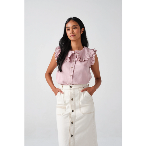 Short Sleeve in Washed Dusty Rose Blouse | Montivo Pakistan