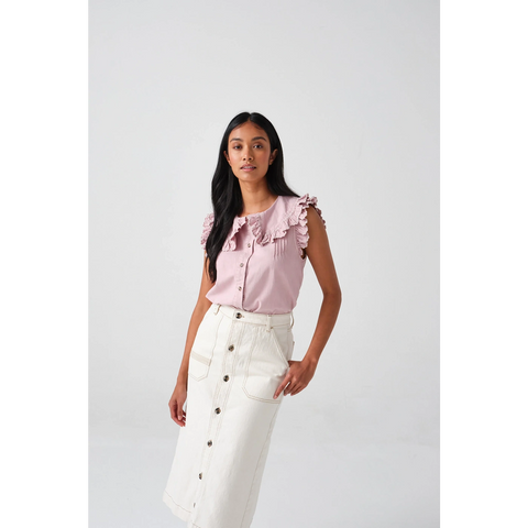 Short Sleeve in Washed Dusty Rose Blouse | Montivo Pakistan