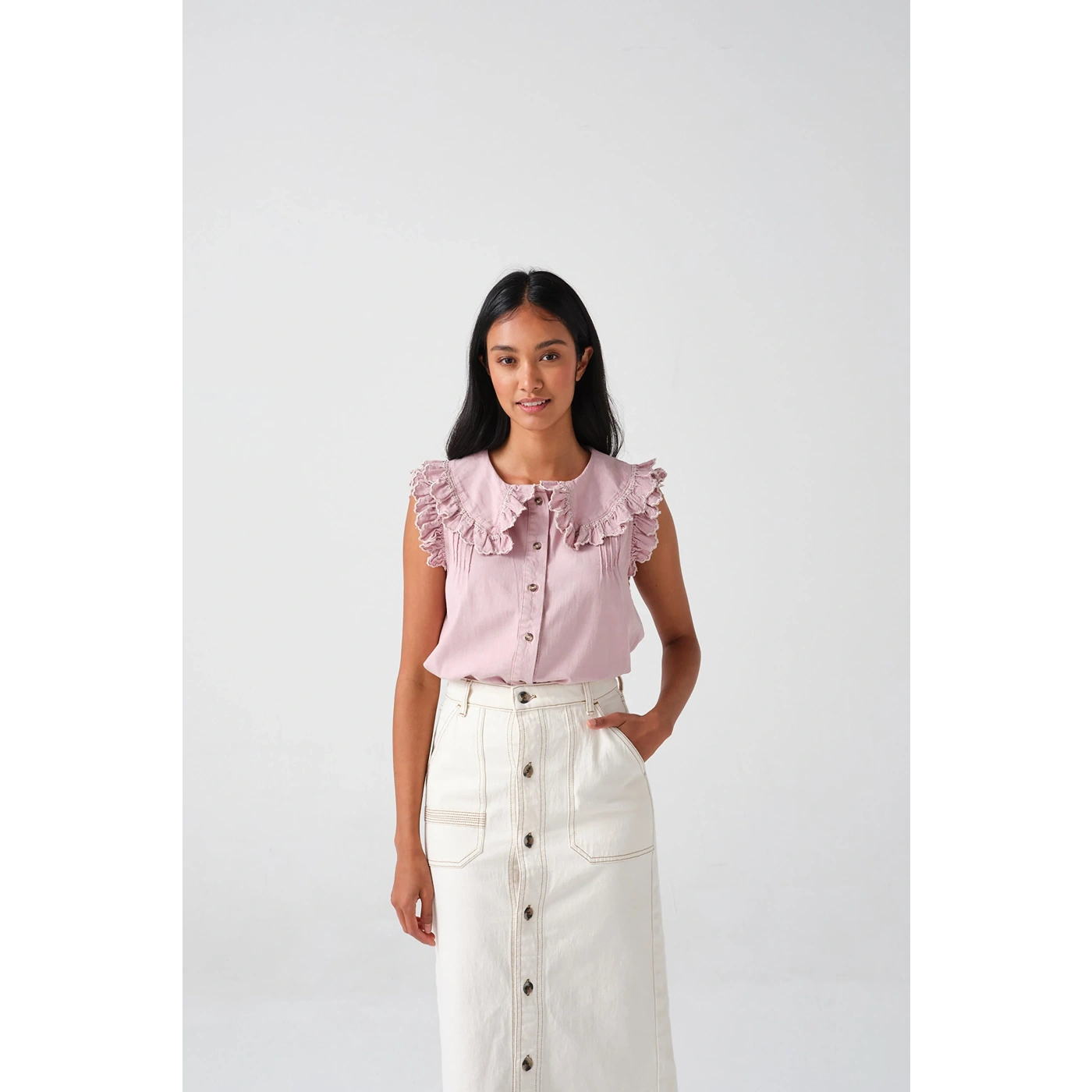 Short Sleeve in Washed Dusty Rose Blouse | Montivo Pakistan