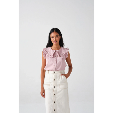 Short Sleeve in Washed Dusty Rose Blouse | Montivo Pakistan