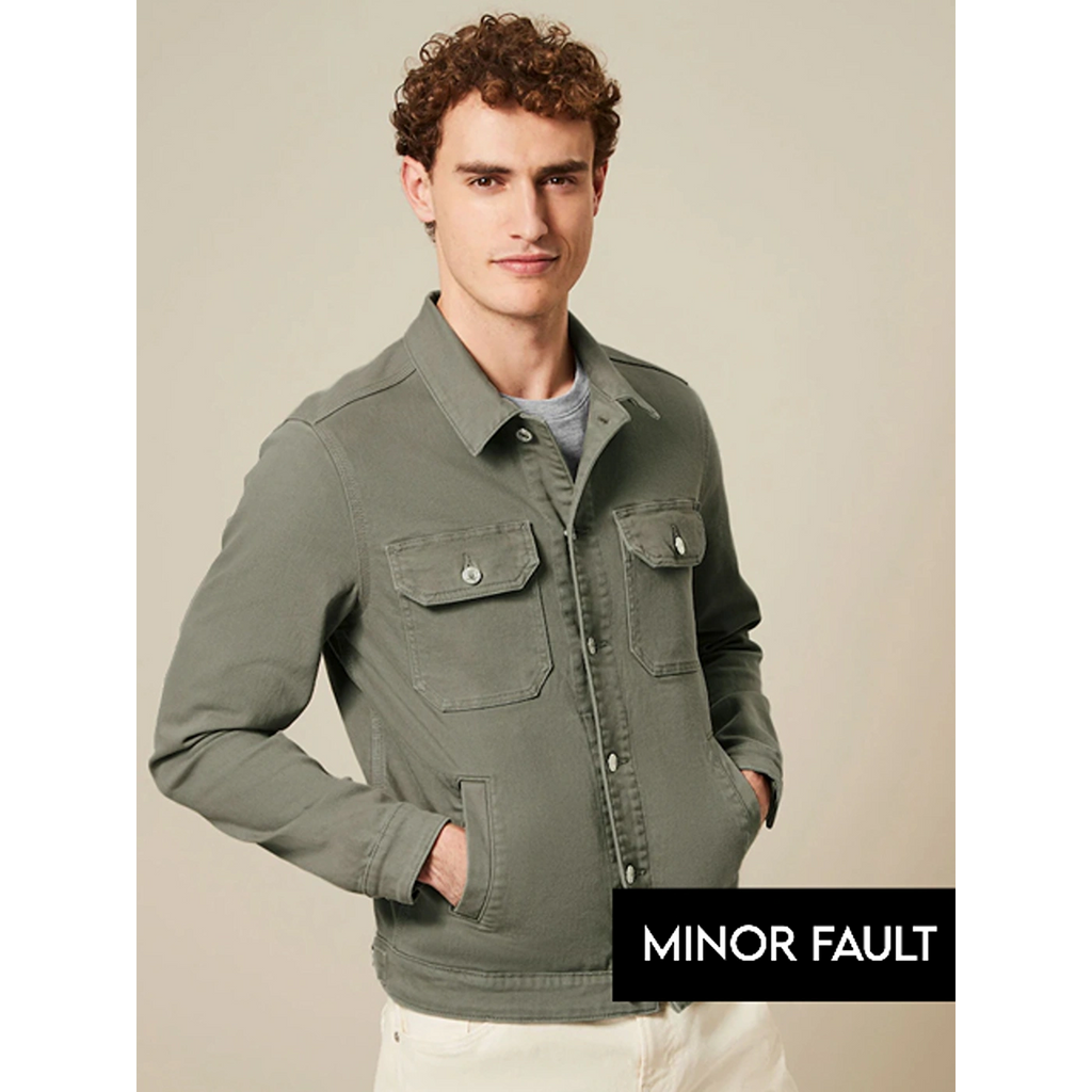 (Minor Fault) Sage Green Denim Trucker Jacket | Montivo Pakistan