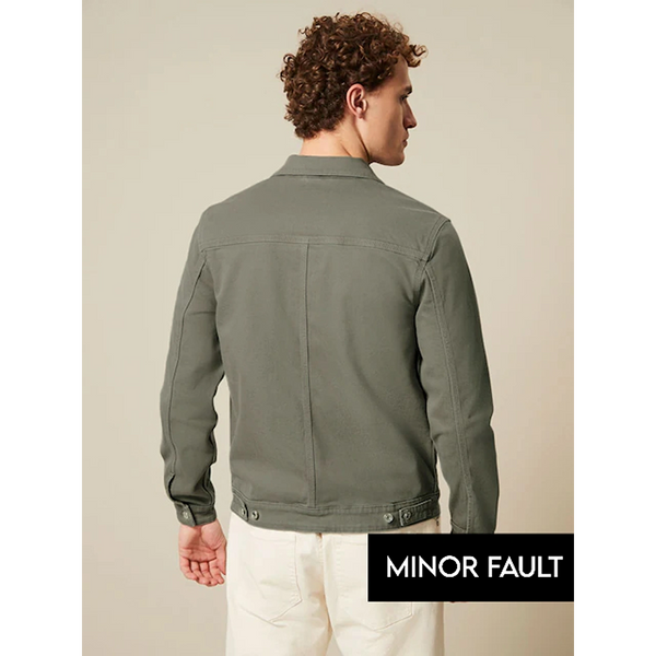 (Minor Fault) Sage Green Denim Trucker Jacket | Montivo Pakistan