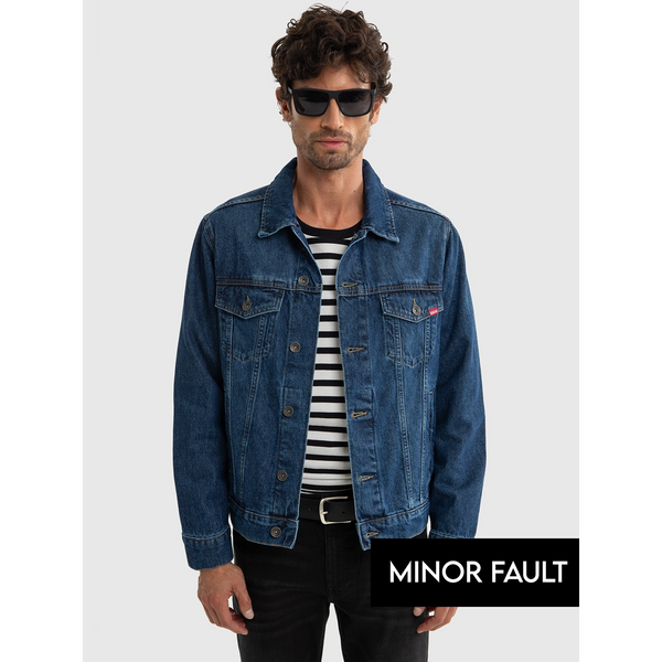 (Minor Fault) Dark Blue Classic Denim Jacket | Montivo Pakistan