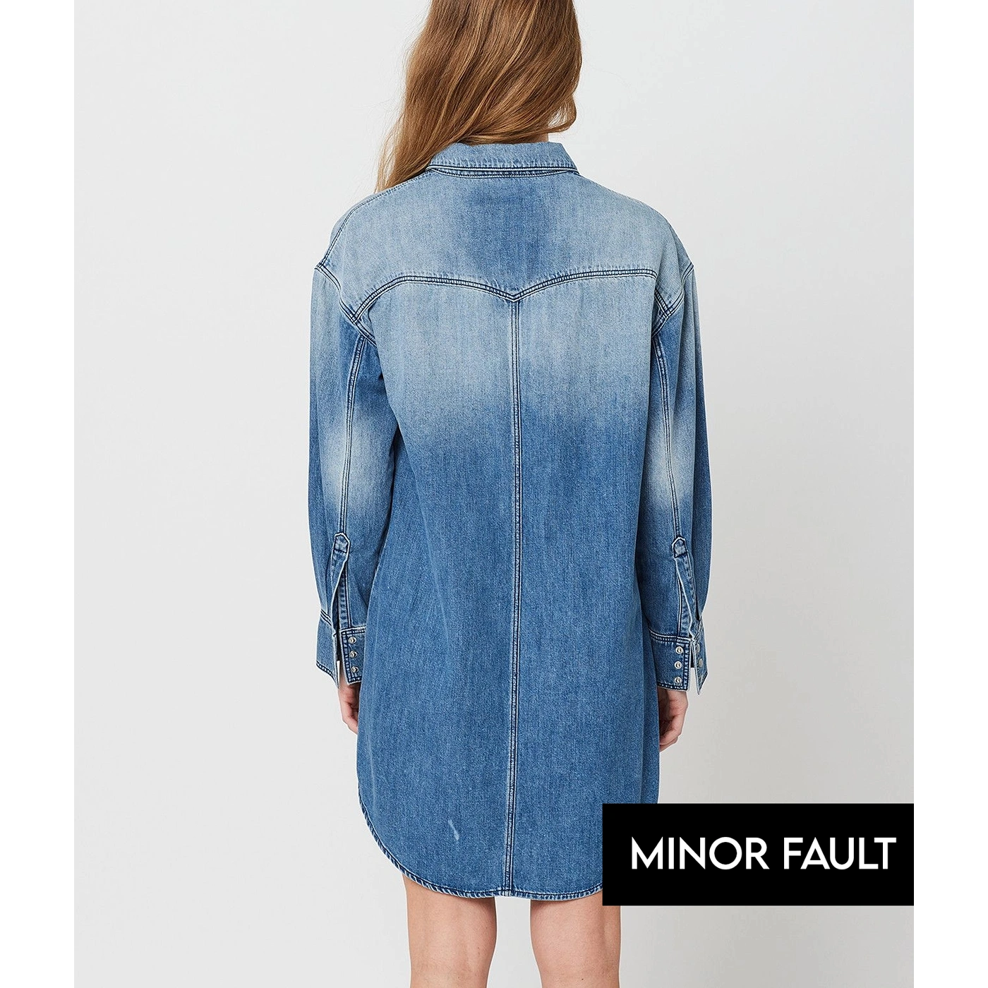 (Minor Fault) Blue Long Denim Shirt Dress | Montivo Pakistan