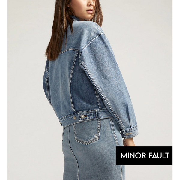 (Minor Fault) Light Blue Denim Oversized Trucker Jacket | Montivo Pakistan