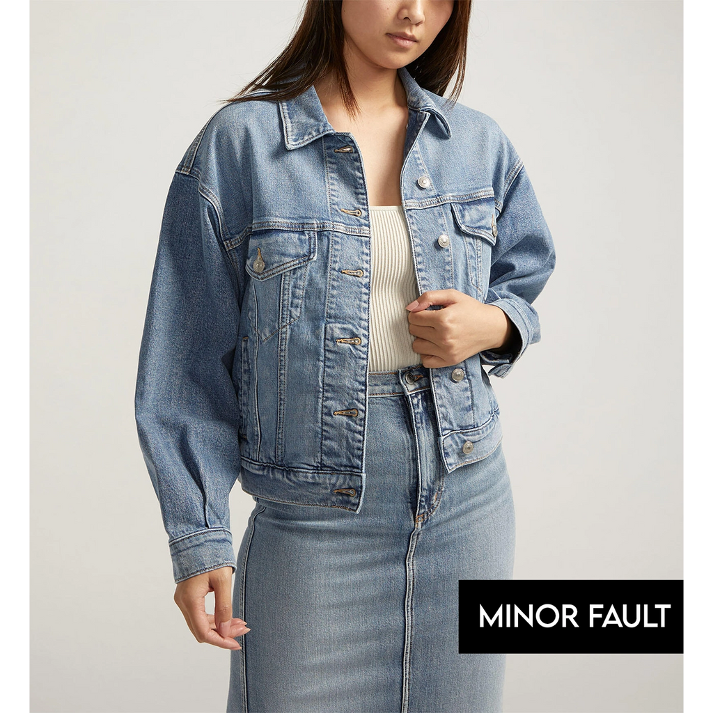 (Minor Fault) Light Blue Denim Oversized Trucker Jacket | Montivo Pakistan