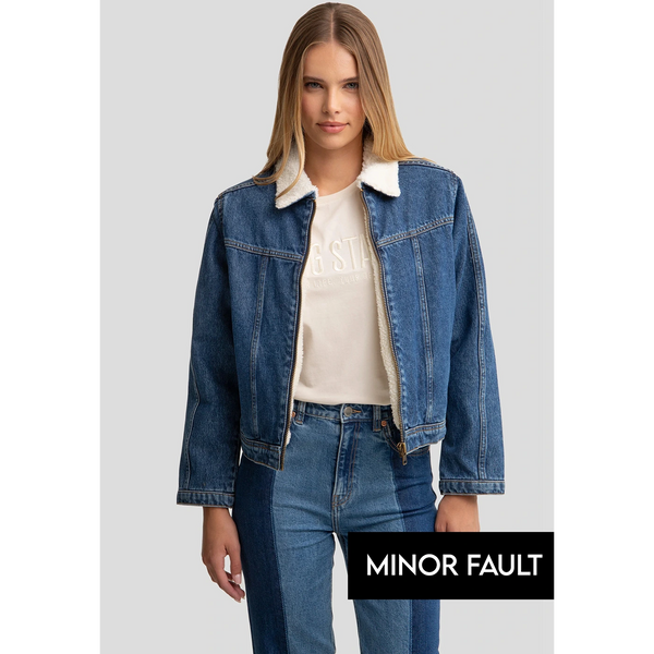 (Minor Fault) Blue Fur Denim Jacket | Montivo Pakistan