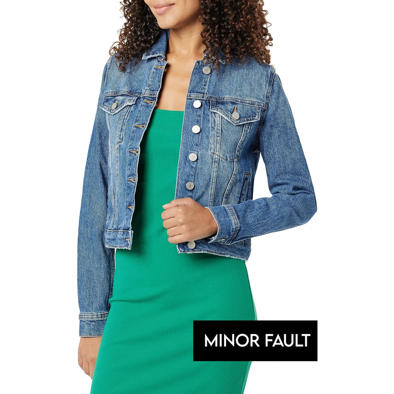 (Minor Fault) Blue Denim Crop Jacket | Montivo Pakistan