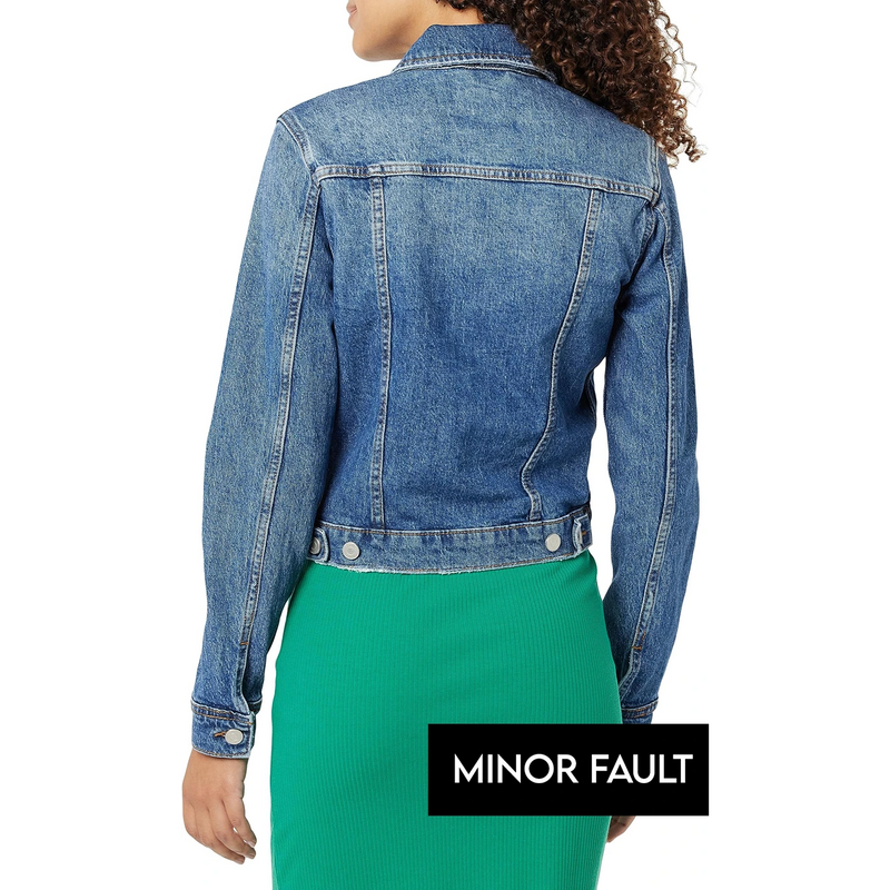 (Minor Fault) Blue Denim Crop Jacket | Montivo Pakistan