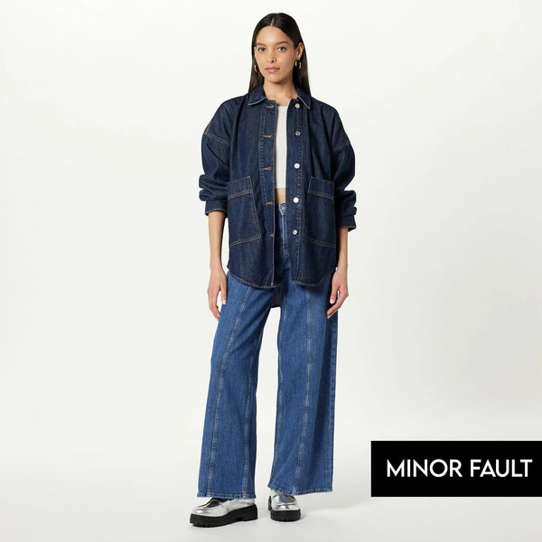(Minor Fault) Navy Long Denim Shirt | Montivo Pakistan