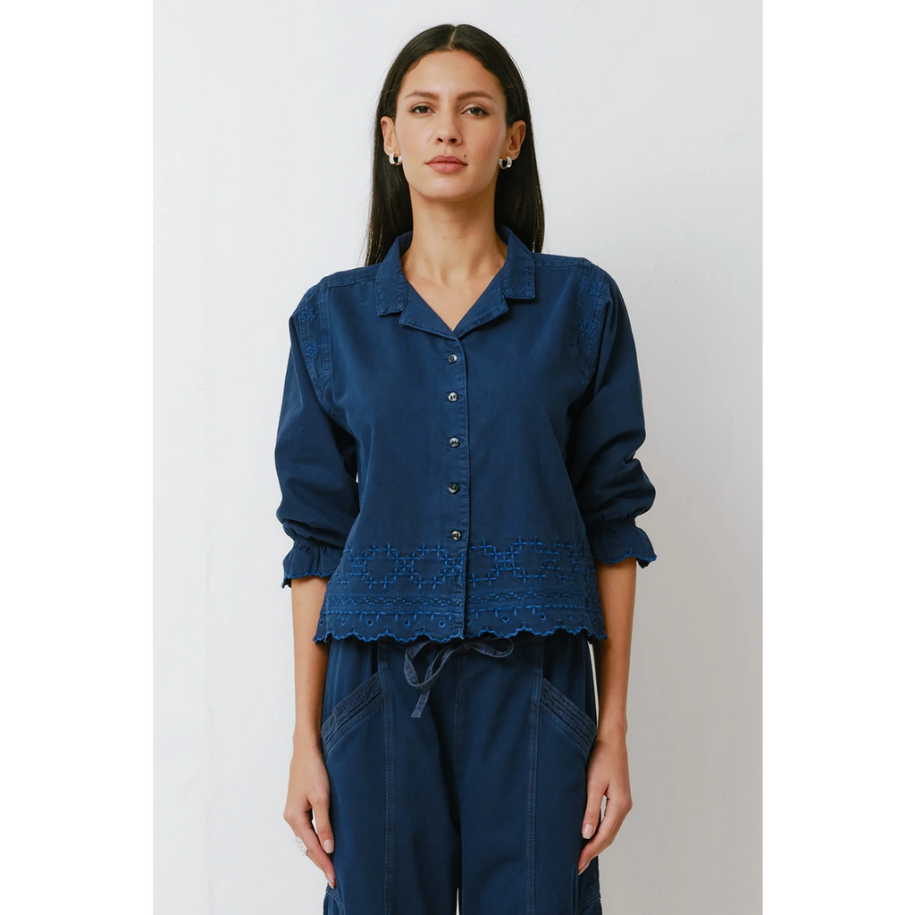 Blue Button Down Embroidered Shirt | Montivo Pakistan