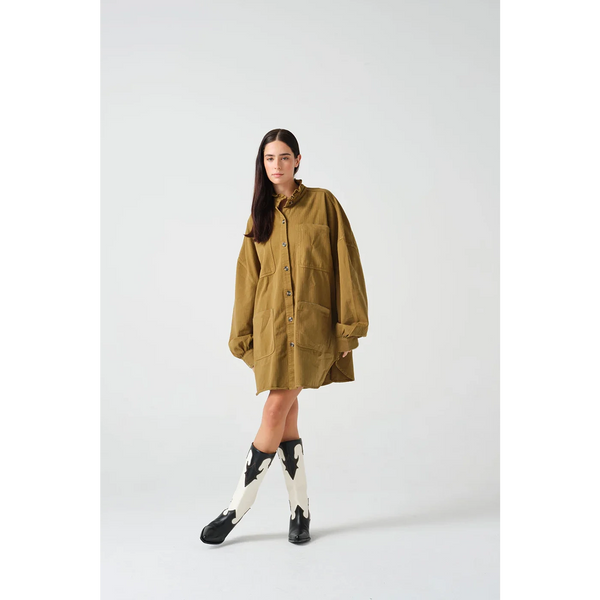 Khaki Oversized Button Down Jacket | Montivo Pakistan