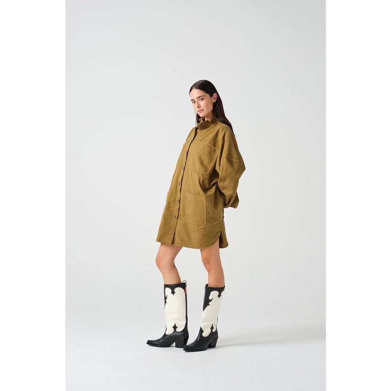 Khaki Oversized Button Down Jacket | Montivo Pakistan