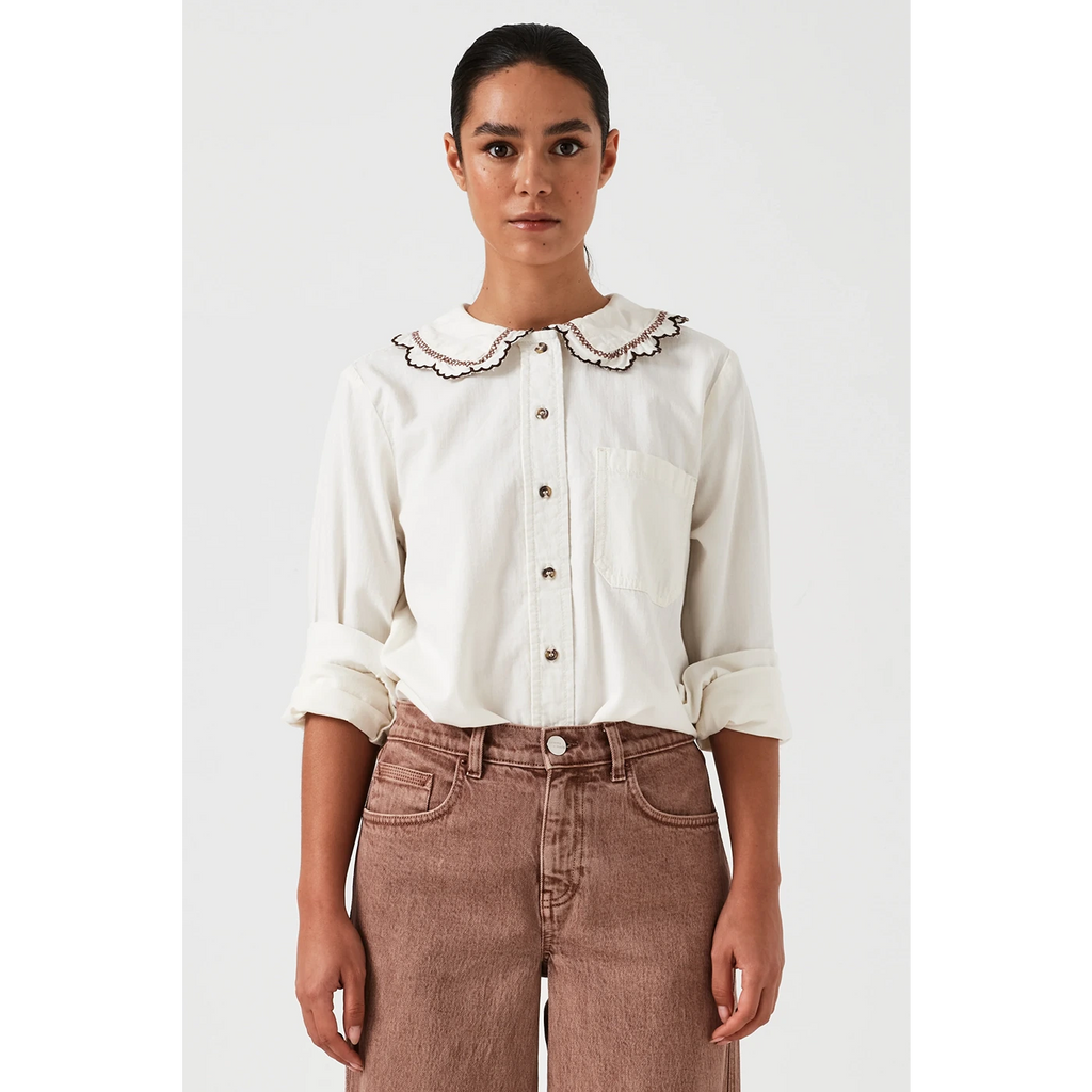 White Button Down Detailing Shirt | Montivo Pakistan