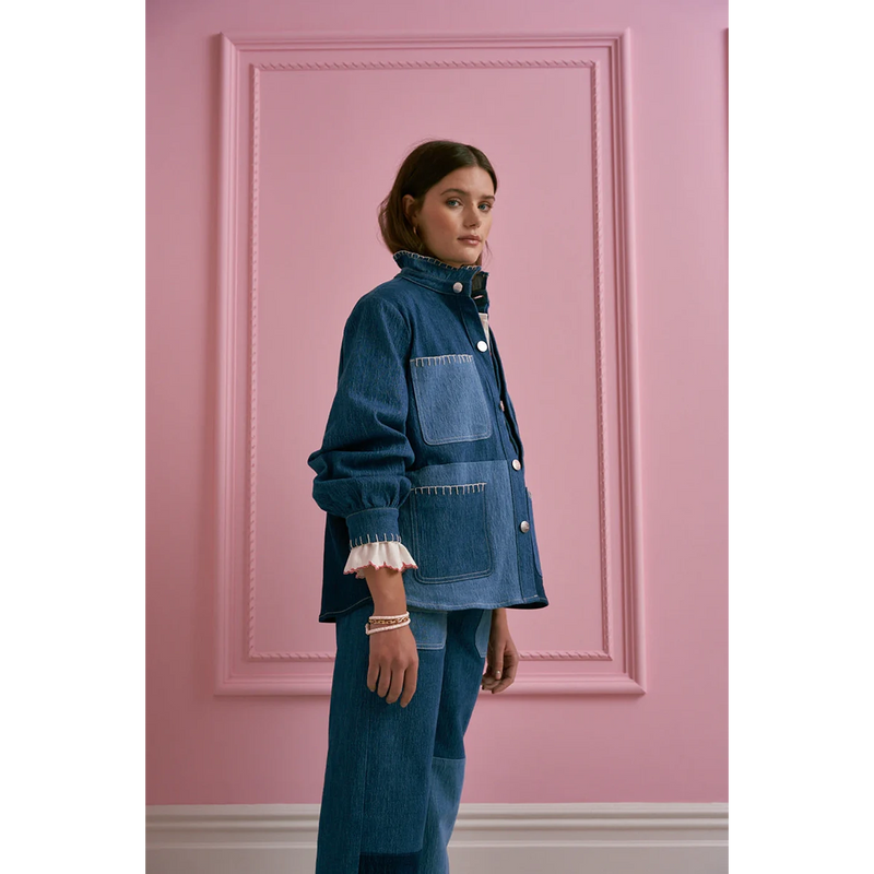 Colour Block Denim Jacket | Montivo Pakistan