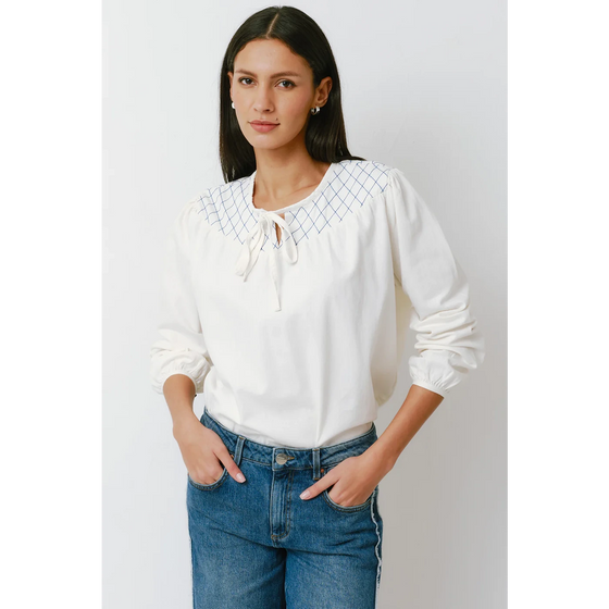 Off-White Shoulder Detailing Top | Montivo Pakistan