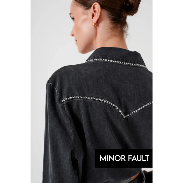 (Minor Fault) Wash Black Button Down Shirt | Montivo Pakistan