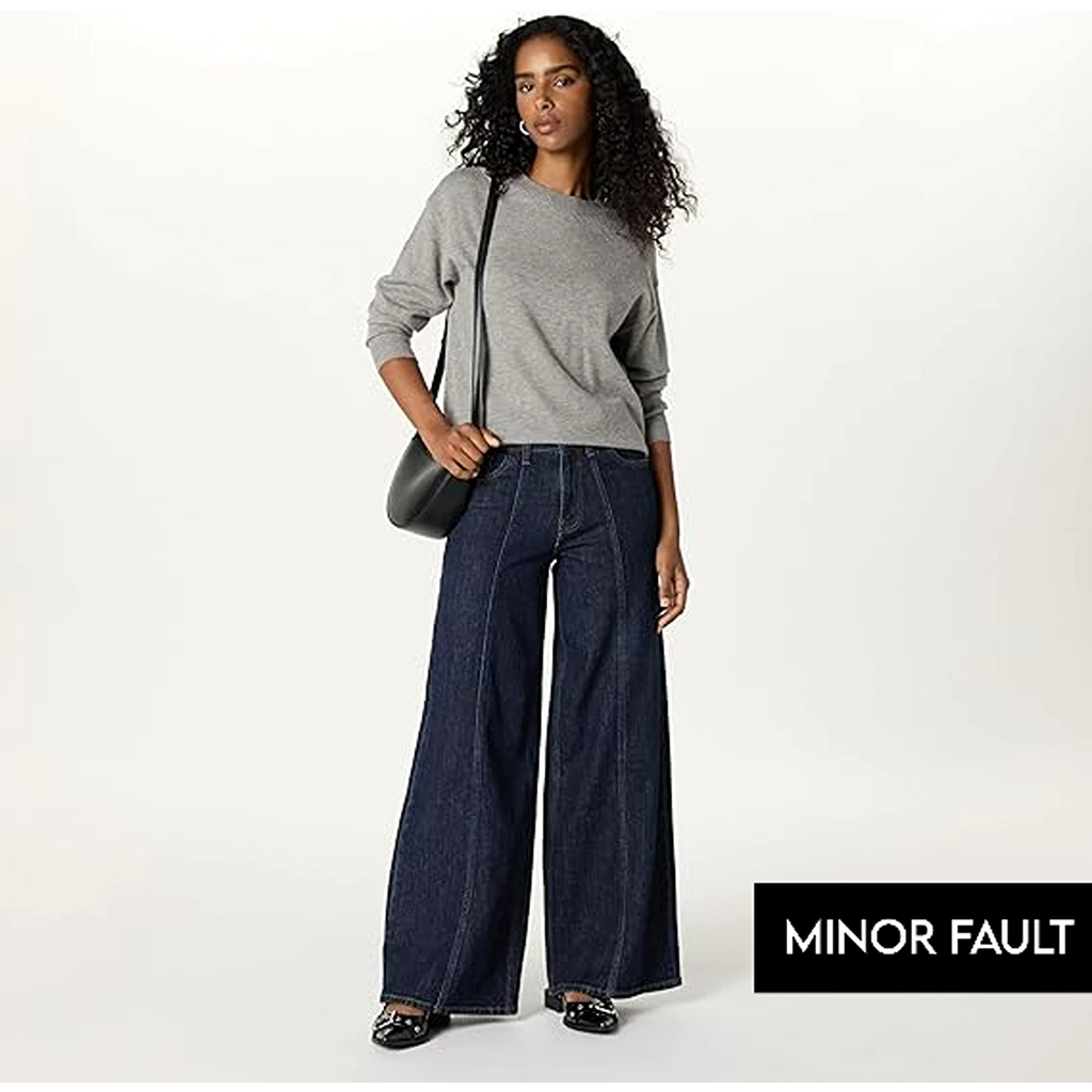 (Minor Fault) Dark Blue Relaxed Wide Leg Jeans | Montivo Pakistan