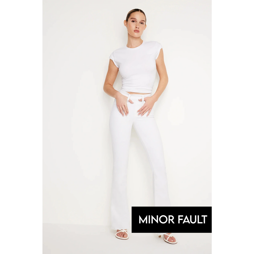 (Minor Fault) White Pull On Power Stretch Flare Jeans | Montivo Pakistan