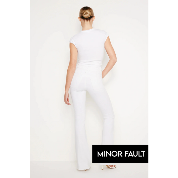 (Minor Fault) White Pull On Power Stretch Flare Jeans | Montivo Pakistan