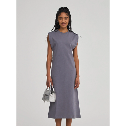 Grey Sleeveless Midi Dress | Montivo Pakistan