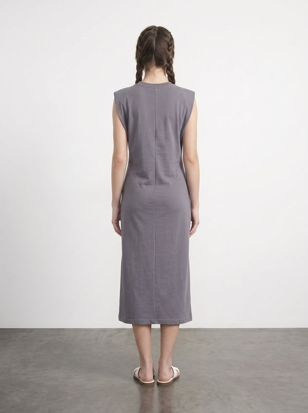 Grey Sleeveless Midi Dress | Montivo Pakistan