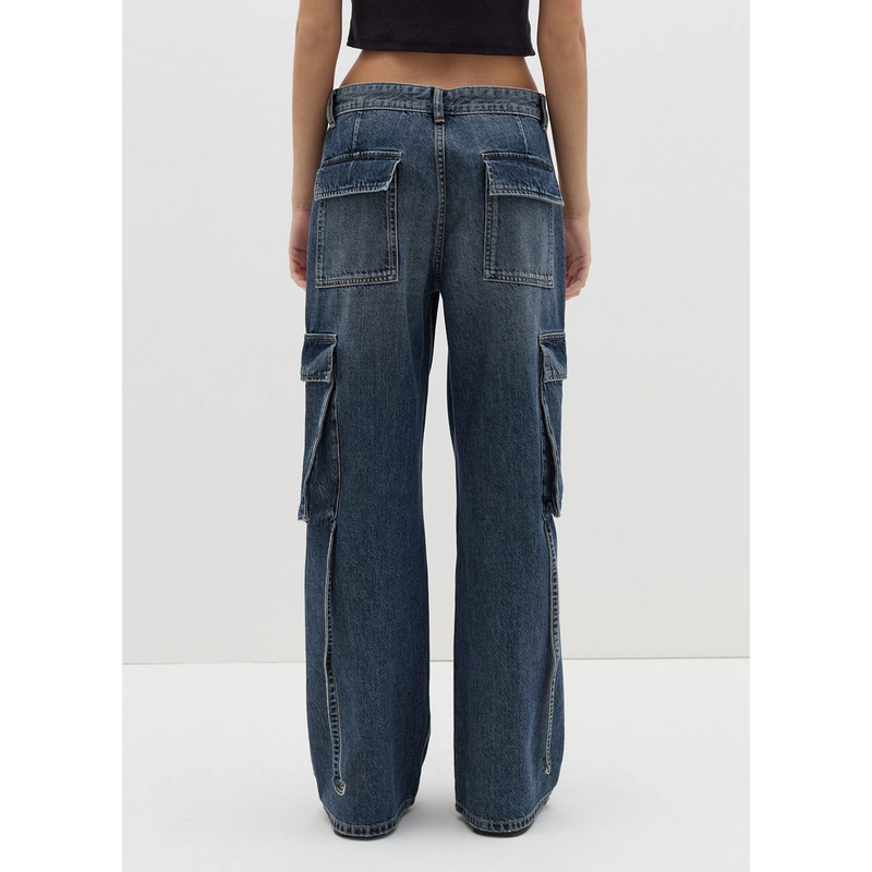 Wide Leg Cargo Vintage Blue Jeans | Montivo Pakistan